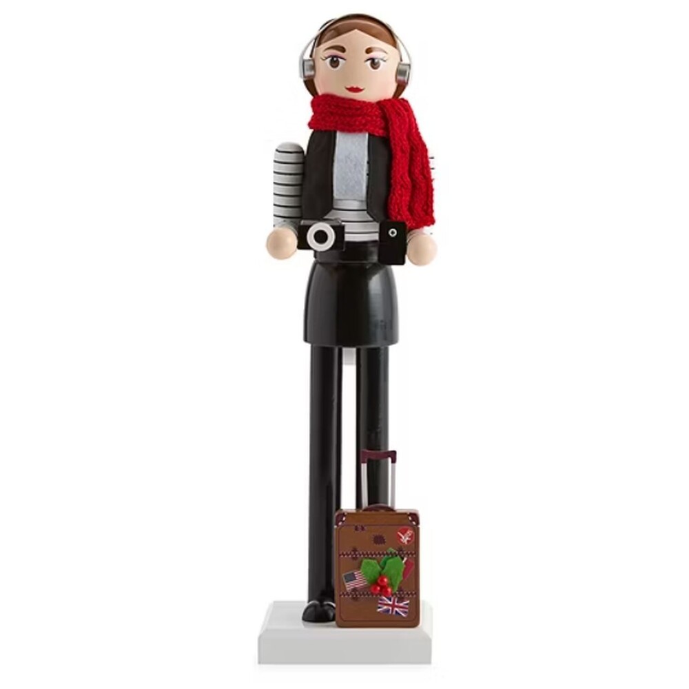 Wooden Christmas Nutcracker, 14", WHITE FEMALE TRAVEL TOURIST GIRL/WOMAN 168,NP